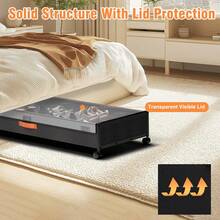 Under Bed Storage With Wheels And Transparent Window Lid, Under Bed Rolling Storage With XXL Large Capacity, Under The Bed Storage For Bedroom Under Bed Storage Containers For Clothes Shoe Blanket Toy Book ,2Pack - Black - View 5