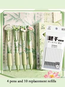 Poetisches Jiangnan Chinesischer Stil Retraktiler Gelstift Set mit Acryl Aufnähern für hohe ästhetische Anziehungskraft, dieses Set ist perfekt als Geschenk zum Schulbeginn und mehr. Schulmaterial, Rückkehr zur Schule