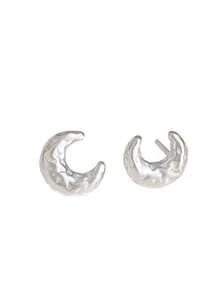 S925 Sterling Silver Minimalist Moon Stud Earrings For Women, Small & Unique, Lightweight Luxury Versatile Earrings