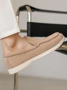 Men's Slope Heel Loafers - Minimalist Four Seasons Casual Shoes,2025 New Formal Men's Fashion Versatile Slope Heel Shoes,One Stirrup Loafers,Suitable For Outdoor, Everyday Wear, And Street Style - Available In Black, Gray, Beige, And Blue, Comfortable Shoes