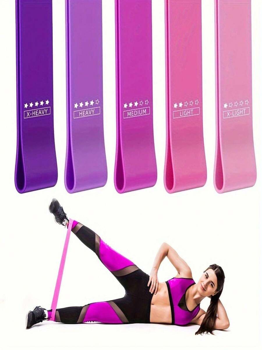 1PC/2PCS/3PCS/5PCS TPE Resistance Bands Set For Yoga Pilates Gym - Women Men Portable Stretch Bands For Legs, Arms & Booty Toning, Full Body Workout Equipment With Glute Activation, Home Fitness Exercise Elastic Bands (Squat/HIIT/Travel),Sport, Gym, Home Exercise, Strap Gym, Resistance Bands - Multicolor - View 1