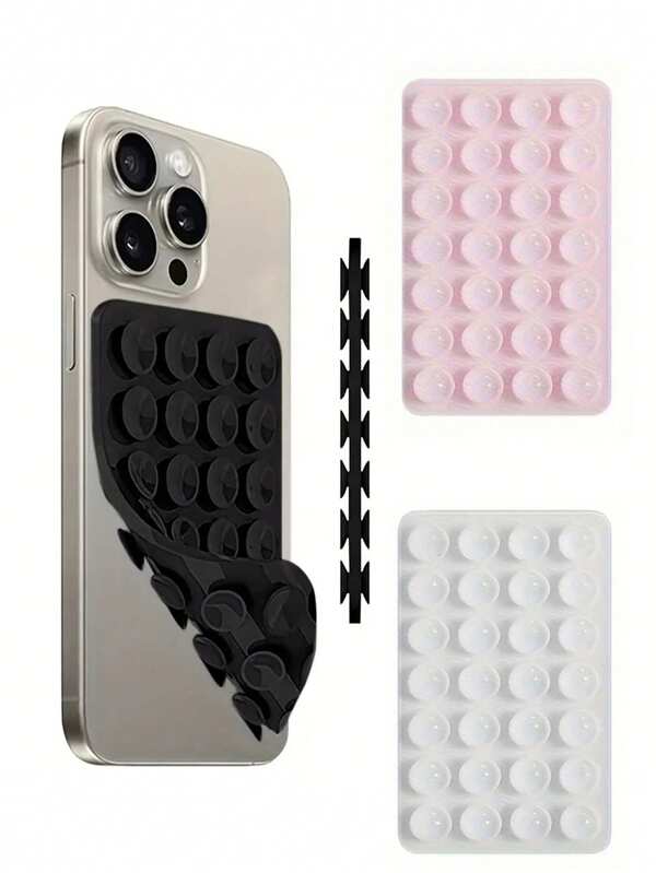 1pc Dual-Sided 28-Grip Thick Anti-Slip Phone Holder, Suitable For Selfie & Video Shooting, Strong Grip, Fits Most Phones, Durable Smooth Silicone Suction Cup, Applicable For Car Glass, Shower Use, Ideal Video Recording & Photography Tool Phone Accessory