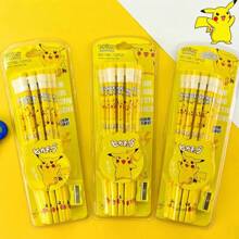 pokemon 12 Pikachu Taschenmonster Bleistift Set, Cartoon Bleistifte mit schwarzem Kern und grobem Holz, Schul- und Büroartikel, Halloween, Weihnachtsgeschenk, 12 Bleistifte inklusive Anspitzer, Schulmaterial, Schulanfang