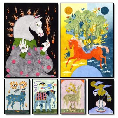 1 pieza/3 piezas Obras de arte de pared, pósteres con opción de marco, decoración de pared, decoración de habitación, clásico francés de montañas y mares Lou Benesch, versión francesa del clásico de montañas y mares, arte de pared mitológico que se puede usar como decoración del hogar o regalo