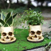 1pc Waterproof Polyresin Gothic Skull Planter - Versatile Indoor & Outdoor Decor For Plants, Florals & Candy Bowl Halloween - Multicolor - View 1