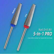 NotNoot 1个5合1专业长指甲钨钢磨头，高端美甲工具，带顶部齿，柄径3/32英寸 - 紅色 - 查看 4