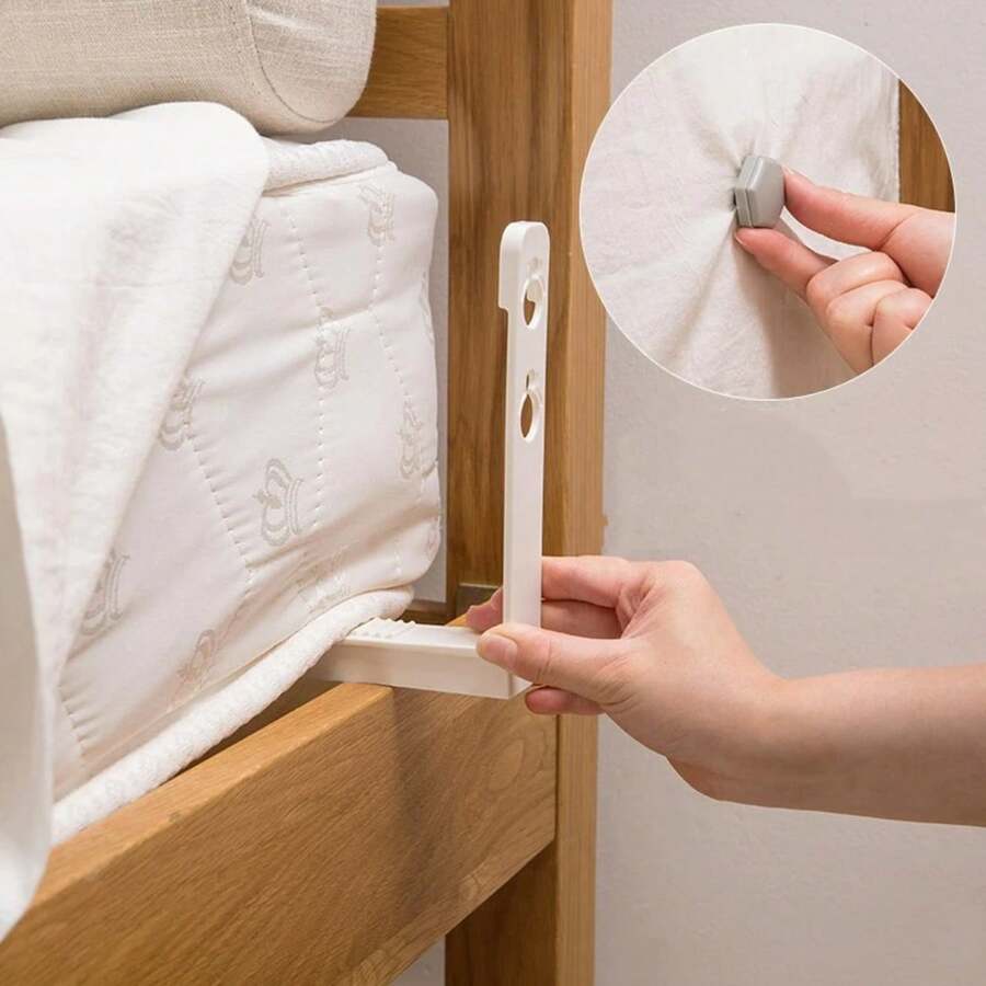 4Pcs Soporte de Sábanas Clip para el hogar, funda de sofá, funda de colchón, funda de edredón, sujetadores antideslizantes, soporte fijo, pequeños accesorios para el hogar - 4 piezas cortas grises - Ver 1