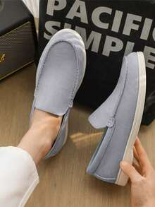 Mocassini da uomo con tacco scarpato - Scarpe casual minimaliste per quattro stagioni, Nuove scarpe da uomo di moda formale versatili con tacco scarpato nel 2025, Mocassini con un'unica staffa, Adatti per uso all'aperto, quotidiano e stile di strada - Disponibili in nero, grigio, beige e blu, Scarpe confortevoli - Blu - Visualizzare 8