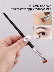 2pcs Ultra-Fine Eyeliner Brushes, Super Slim & Soft Makeup Brushes, Multi-Functional Cosmetic Tools, Portable Design,Eyebrow Brush,Eyeshadow Brush,Spoolie,Spoolie Brush - Black and White - View 5