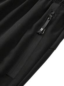 Set de 3 pantalones deportivos de secado rápido de unicolor para hombre, pantalones jogger acampanados con bolsillos y cremallera, adecuados para uso casual, entrenamiento y exteriores