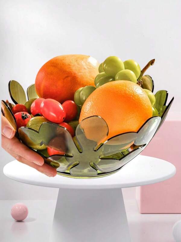 1 Stück hochwertiger ästhetischer Obstschale, Wohnzimmer Couchtisch, Trockenobst Snack Teller, kreative transparente Blütenblatt Kunststoff Obstschale