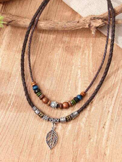 1pc Boho Style Multilayer Beaded Necklace, Natural Elegant Vibe, Suitable For Women Everyday, Party, Gift