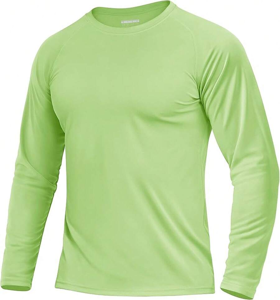 Boladeci Men's UPF 50 Sun Protection UV SPF Shirts Long Sleeve Lightweight Quick Dry Swim T-Shirts Rash Guard - Light Green - View 1