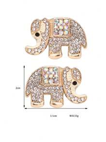 1 Pair Women Zinc Alloy Colorful Crystal Rhinestone Elephant Design Stud Earrings, Suitable For Women's Daily Jewelry Wear