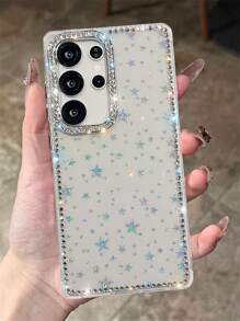 Étui de téléphone avec dos souple protecteur, scintillant de strass, paillettes laser et sequins étoilés, compatible avec Samsung Galaxy S25 Plus, S24, S23 Ultra, A56, A55, A35, A36, A15, A16 5G. Étui de luxe avec effet brillant
