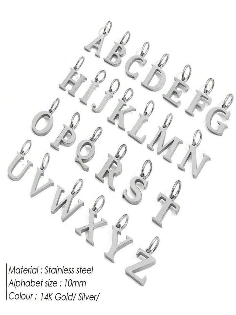 1pc Stainless Steel Initial Pendant Letter Pendant Men's And Women's Key Pendant Accessories Necklace Earrings Pendant Pendant