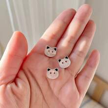 10/20pcs Cute Buttons With Pink Ears, Small Cat Cartoon Animal Buttons For Cardigans, Handmade Accessories, Decorative Buttons. - Multicolor - View 5