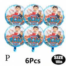 Paw Patrol Offiziell genehmigter 6er-Pack PAW Patrol Brave Adventure Suche und Rettung Hunde Thema Geburtstags Party Deko Ballon Set, 18 Zoll süßer Stadt Rettungshund Muster runder Aluminiumfolie Ballon Set, verschiedene Styles wählbar, Geburtstagsparty Wanddekoration, perfekt für Geburtstag Zeremonien Partywand Deko, Ballon Kombinations Dekorations Zubehör