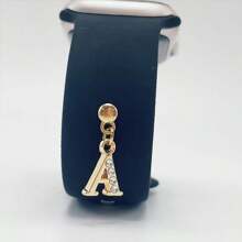 1pc Diamond Encrusted 26 English Letter Charm, Suitable For Silicone Watch Band Decoration