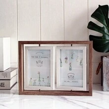 1个4x6英寸（10x15厘米）旋转双面多孔相框，适用于生日、婚礼、节日等场合，三联相框，桌面展示，家居装饰及办公桌配件，趣味礼物 - 彩色 - 查看 14