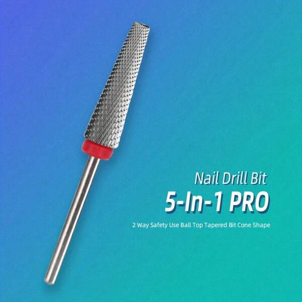 GGJOYO 1pc 5in1 Pro Long Nail Tungsten Steel Grinding Head, High-End Manicure Tool With Top Teeth, Shank Diameter 3/32inch