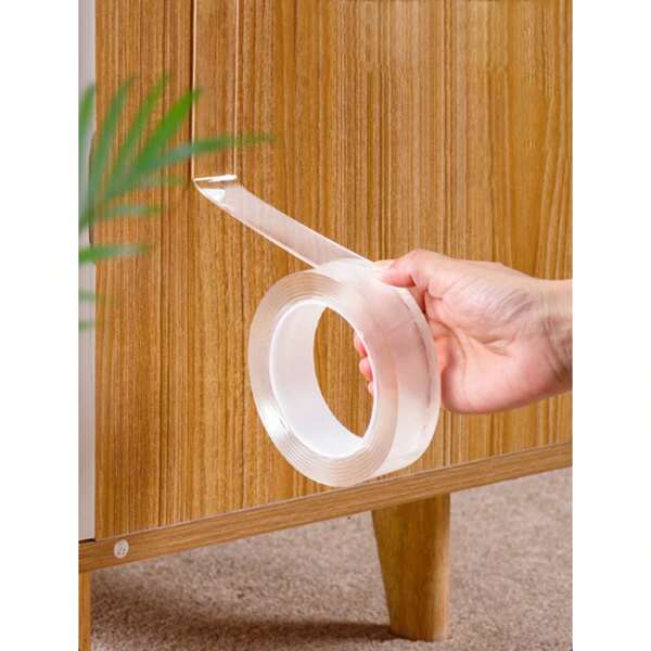 1 rouleau de bandes adhésives double face d'extérieur robustes, bandes autocollantes puissantes et réutilisables sans trace. Bande de montage multifonctionnelle amovible et lavable en nano clair pour coller des articles à la maison, au bureau et dans la voiture