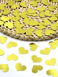 100pcs Gold Heart Glitter Paper Confetti, Wedding Party Decorations - Gold - View 8