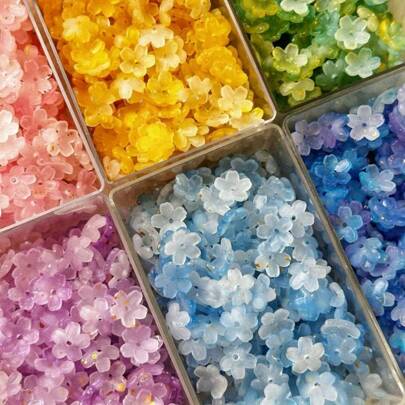 5g/Bag About 27pcs[ Ten Mile Peach Blossom ] Three Dimensional Hole Sprinkled Golden Peach Blossom Loose Bead Bead Bead Flower Bracelet Accessories Diy Antique Tremble Branch Small Flower Hosta Flower Decorative Accessories