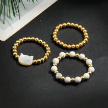3 Peças/Conjunto Anéis Elásticos Femininos, Anéis Empilháveis de Gato Fofos, Perfeito para Encontros, Festas, Férias, Reuniões Familiares, Dia dos Namorados, Dia das Mães, Aniversário, Presente para Amigos e Família