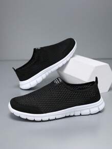 Mesh Slip-On Casual Soft Bottom Breathable Athletic Sneakers, Summer Slouchy Shoes
