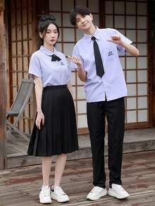 1 套 Cosplay 校服衬衫和百褶裙，JK 风格，高中生服装，春夏秋季，毕业礼物万圣节