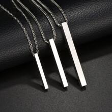1 Pc Simple Blank Wishing Bar Pendant Necklace Charm Men Women Waterproof Dangle Vertical Cuboid Stick Stainless Steel Jewelry Gift