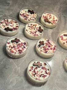 Kreuz Gebetskerze, aus natürlichem Sojaöl mit Rosenblüten hergestellt, für den Innenbereich, geeignet für Gebet, Raumdekoration und Stimmungsverbesserung