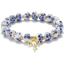 1 Pc Beads Bow Charm Bracelet For Women Flower Vintage Bracelet Handmade Stretch Gold Beaded Dainty Romantic Jewelry Gift