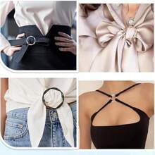 5 Scarf Ring Clips, T-Shirt Tie Clips, Women's Fashion Metal Round Shirt Clips, Scarf Rings, Clothes Corner Knots, Button Shirt Clips, Women's Clothing Decoration Accessories (5 Colors)