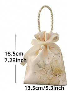 10pcs/Set Canvas Tote Bags, Vintage Print Handbags, Suitable For Jewelry, Candy, Stationery And Other Small Items. Also Applicable For Decoration, Fruit Packaging And Insecticide Storage. Applicable For Parties And Dining Occasions. Christmas, Valentine's Day Gifts
