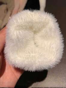 1 Pair Women's Solid Color Warm Fingerless White Gloves, Knit Wrist Warmers, For Fall/Winter, Versatile For Office, School, Writing