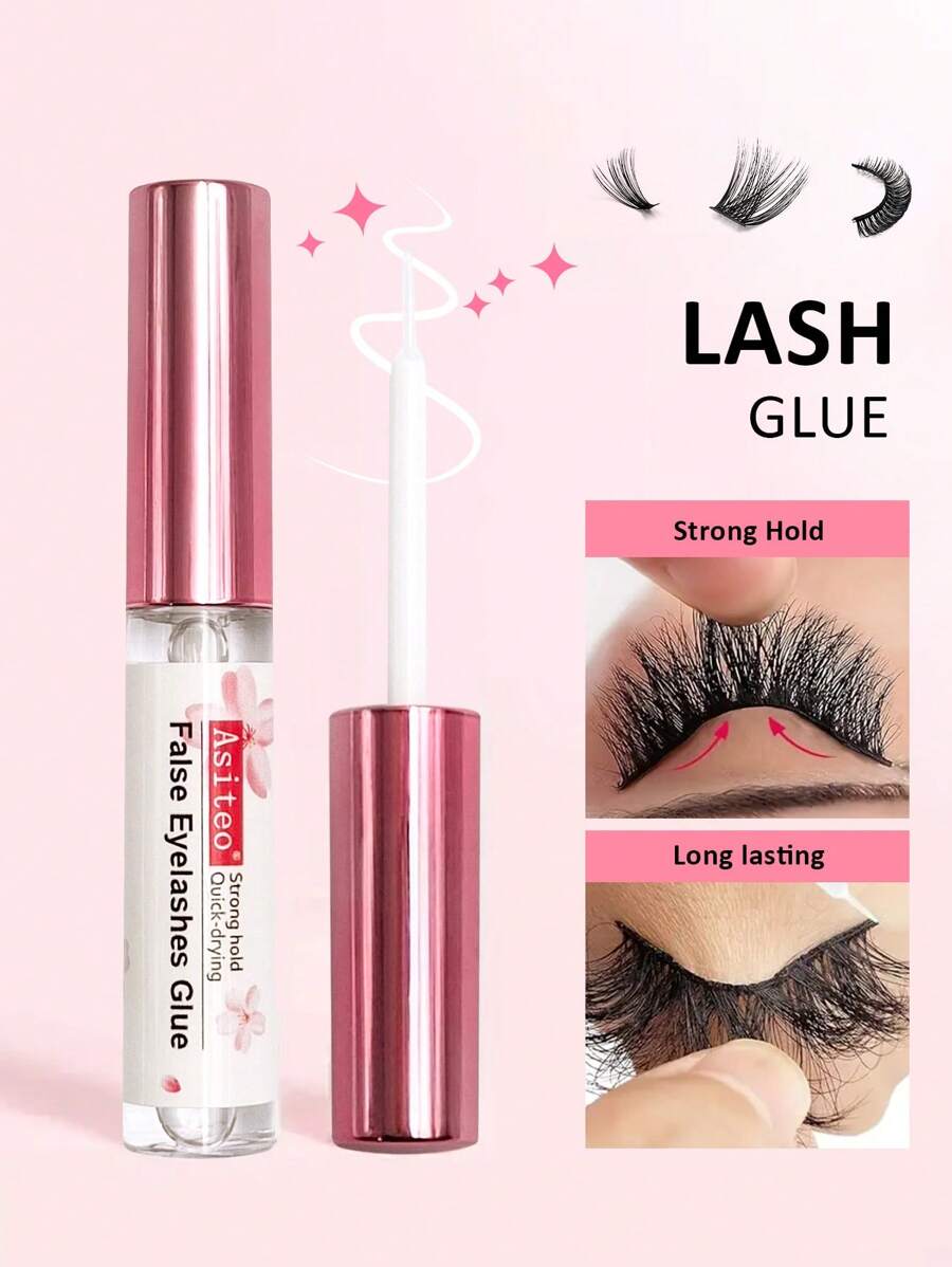 Asiteo 1pc 5ml Adhesive Eyelash Glue, Transparent Waterproof, Strong Hold For Salon And Home Use, Suitable For False Lashes, Individual & Cluster Lashes