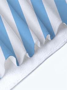 1pc Vibrant Light Blue Striped Beach Towel, Super Absorbent Microfiber Extra Large Beach Blanket, Suitable For Travel, Pool, Diving, Surfing, Yoga, Camping, Available In Multiple Sizes, Beach Accessory Beach Essentials