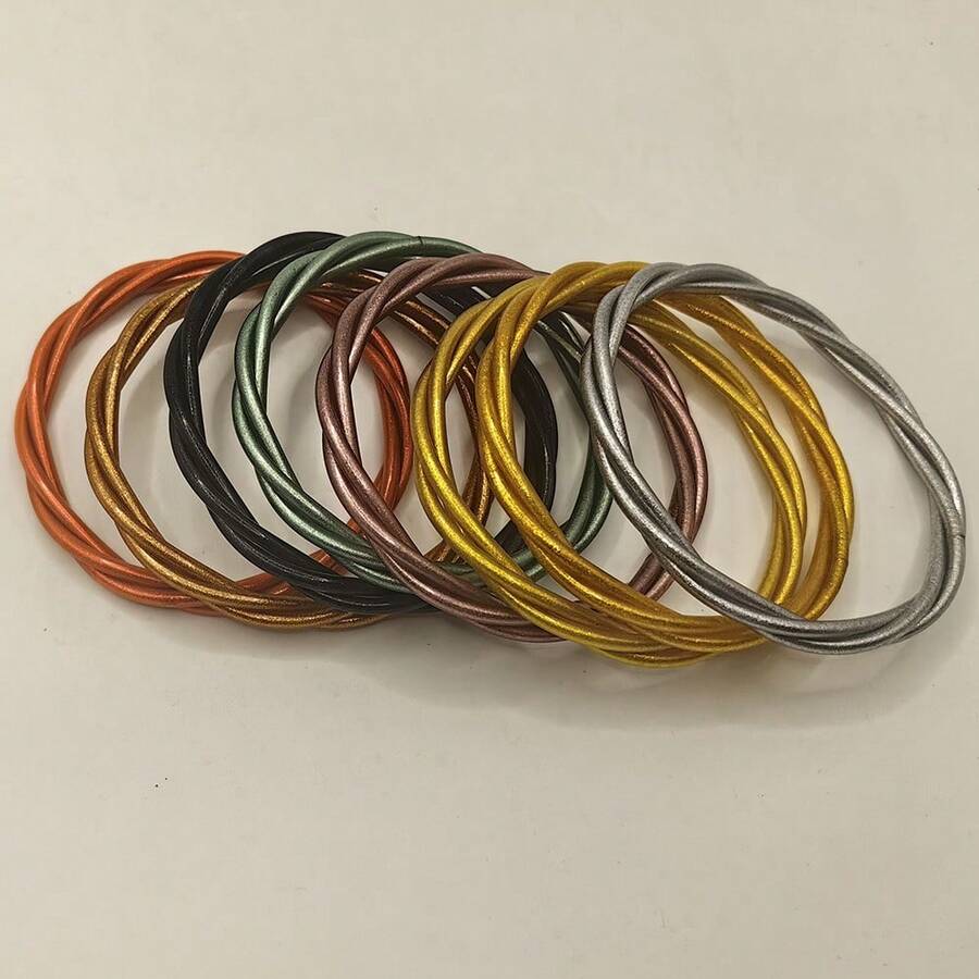 1 件时尚编织手链女士金属质感手镯闪光果冻手镯 - 彩色 - 查看 1