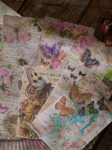 100pcs/Pack Floral Echoes Series Material Notebook, 50 Vintage Aesthetic Background Papers For Scrapbooking, Journaling, DIY Notes, Back To School