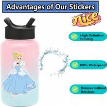 Disney 8pcs Disney Princess Cute Make A Face Puzzle Stickers Decorate Guitar Diary Helmet Phone Case Water Cup Creative Waterproof Toy Gift Decals