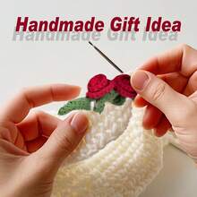 Crochet Rose Bouquet Blanket Kit - DIY Knitting Set For Adults, And Crochet Lily Of The Valley Bouquet Blanket Includes Handmade Crochet Flower Bouquet, Complete With Step-By-Step Video Tutorials, Ideal Handmade Gift For Mother'S Day, Knitting Lover, Crochet Kits For Adult For Advanced - Pink Rose - 查看 3