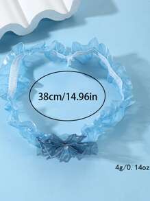 1pc Blue Lace Elastic Leg Garter, Elegant Butterfly & Faux Pearl Thigh Chain, Bridal Wedding Leg Strap