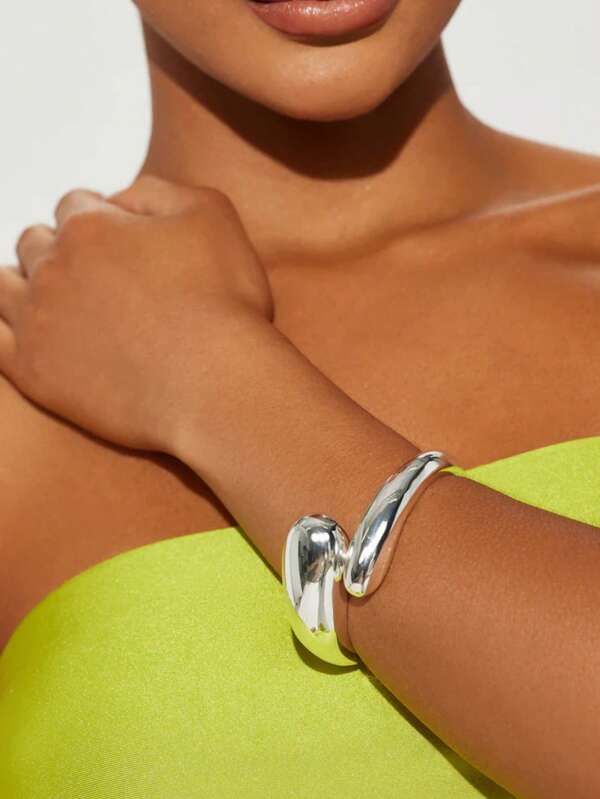 Joias europeias e americanas transfronteiriças - Conjunto de pulseiras assimétricas onduladas e lisas, únicas e versáteis