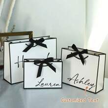 1 pièce/Sacs cadeaux personnalisés avec nom, sacs cadeaux attachés avec ruban, sacs cadeaux de remerciement, sacs cadeaux en papier, sacs pour magasins de vêtements et de shopping avec rubans, sacs en papier artisanal, emballage d'expédition, sacs cadeaux d'anniversaire, sacs cadeaux de mariage, sacs cadeaux de demoiselle d'honneur