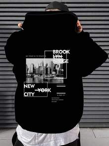 1 قطعة هودي بتصميم رفيع منسب للرجال, بتصميم كاجوال كلاسيكي، قطعة مريحة للارتداء اليومي، مناسب للخريف والشتاء