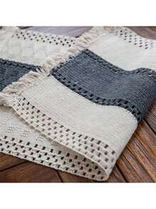 1pc Boho Table Runner Macrame Table Runners For Home Decor ,Cream & Brown Macrame Table Runner With Tassels For Boho Dining Bedroom Decor Rustic Bridal Shower,Farmhouse Rustic Table Runner,Place Mat,Thanksgiving Christmas Home Decor (Multiple Sizes Available)