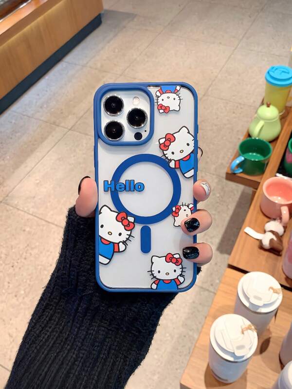 Sanrio Funda de teléfono de diseño reciente, carga inalámbrica magnética de 360°, marco de silicona suave, placa acrílica transparente, patrones de pintura exquisita. Esta funda de teléfono es de alta definición, alta transparencia, no amarillea, a prueba de caídas y golpes, adecuada para 11, 12, 13, 14, 15, 16, 16 PROMAX, 15 PROMAX, 14 PROMAX, 14/15 plus, 12 PRO, 13 PRO, 14 PRO, 15 PRO, 16 PRO, 16 plus