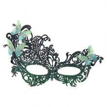 Halloween Rhinestone Butterfly Mask - Sparkling Butterfly Shape With Bright Rhinestone Embellishments, For Masquerade, Cosplay Dress Up To Add Mysterious Charm, Light And Elegant, So That Your Holiday Styling Is More Dreamy And Gorgeous - 綠色 - 查看 8
